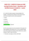 NUR 2513 &vert; NUR2513 Maternal child nursing Practice Exam &vert; Questions and Verified Answers Graded A&plus; &vert; Latest 2024