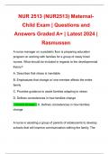 NUR 2513 &lpar;NUR2513&rpar; Maternal-Child Exam &vert; Questions and Answers Graded A&plus; &vert; Latest 2024 &vert; Rasmussen