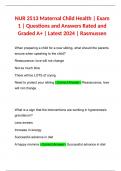 NUR 2513 Maternal Child Health &vert; Exam 1 &vert; Questions and Answers Rated and Graded A&plus; &vert; Latest 2024 &vert; Rasmussen