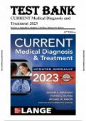 TEST BANK for Current Medical Diagnosis & Treatment 2023 by Maxine Papadakis&comma; Stephen McPhee&comma; Michael Rabow & Kenneth McQuaid&period; &lpar;Complete 40 Chapters&rpar;