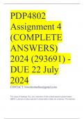 PDP4802 Assignment 4 &lpar;COMPLETE ANSWERS&rpar; 2024 &lpar;293691&rpar; - DUE 22 July 2024