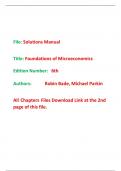 Solutions Manual for Foundations of Microeconomics 6th Edition By  Robin Bade Michael Parkin &lpar;All Chapters&comma; 100&percnt; Original Verified&comma; A&plus; Grade&rpar;