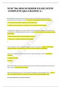 NUR 706 2024 SUMMER EXAM&vert;&vert;WITH  COMPLETE Q&A GRADED A&plus;