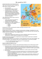 Samenvatting PPT & lesnotities &lpar;De wereld in 1815&rpar;