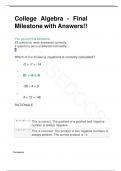 College Algebra - Final Milestone with Answers&excl;&excl; 2023&sol;2024