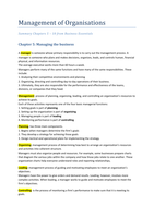 Management of Organisations Summary