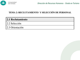 Tema 2 Recursos Humanos. Grado Turismo. Facultad Jovellanos Gijón