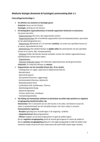 Samenvatting medische biologie (Anatomie en fysiologie) blok 1.1