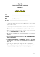 Human Anatomy MCQ 2016 Exam Paper with answers Level 4