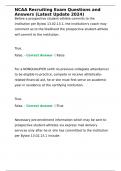 NCAA Recruiting Exam Questions and Answers &lpar;Latest Update 2024&rpar;