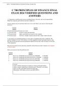 C 708 PRINCIPLES OF FINANCE FINAL EXAM 2024 VERIFIED QUESTIONS AND ANSWERS