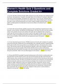 Women's Health Quiz 2 Questions and Complete Solutions Graded A&plus;