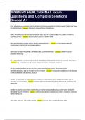 WOMENS HEALTH FINAL Exam Questions and Complete Solutions Graded A&plus;