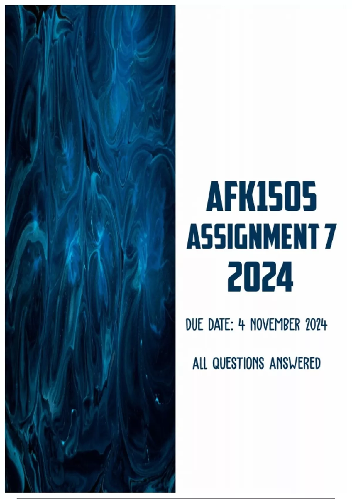AFK1505 Assignment 7 2024 | Due 4 November 2024 - Afrikaans For ...