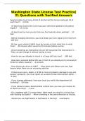Washington State License Test Practice&vert;21 Questions with Verified Answers