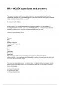 HA - NCLEX questions and answers  REVISED AND UPDATED FOR 2026&sol;2027 ACTUAL EXAM COMPLETE QUESTIONS AND CORRECT DETAILED ANSWERS &lpar;VERIFIED ANSWERS&rpar; &vert;ALREADY GRADED A&plus;&vert;&vert;BRAND NEW&excl;&excl;