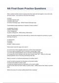 HA Final Exam Practice Questions and answers REVISED AND UPDATED FOR 2026&sol;2027 ACTUAL EXAM COMPLETE QUESTIONS AND CORRECT DETAILED ANSWERS &lpar;VERIFIED ANSWERS&rpar; &vert;ALREADY GRADED A&plus;&vert;&vert;BRAND NEW&excl;&excl;