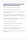 South Carolina Manufactured Housing Retail Salesperson Study Prep Questions And Answers Rated A&plus;