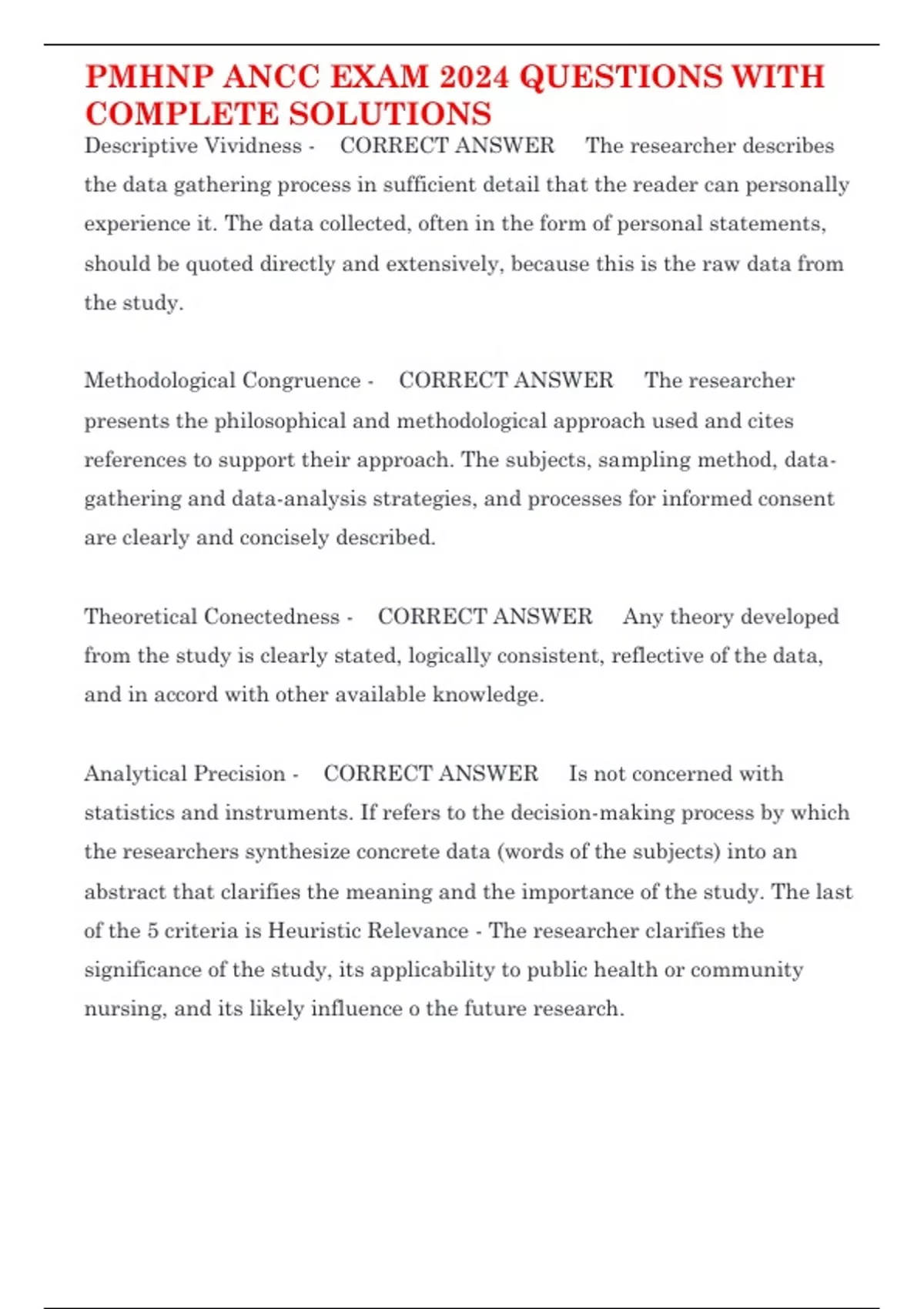 PMHNP ANCC EXAM 2024 QUESTIONS WITH COMPLETE SOLUTIONS - PMHNP ANCC ...