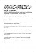 TEXES 391 CORE SUBJECTS EC-6 SS &lbrack;GEOGRAPHY & CULTURE STUDY SET &num;4&rsqb; QUESTIONS AND ANSWERS WITH SOLUTIONS 2024
