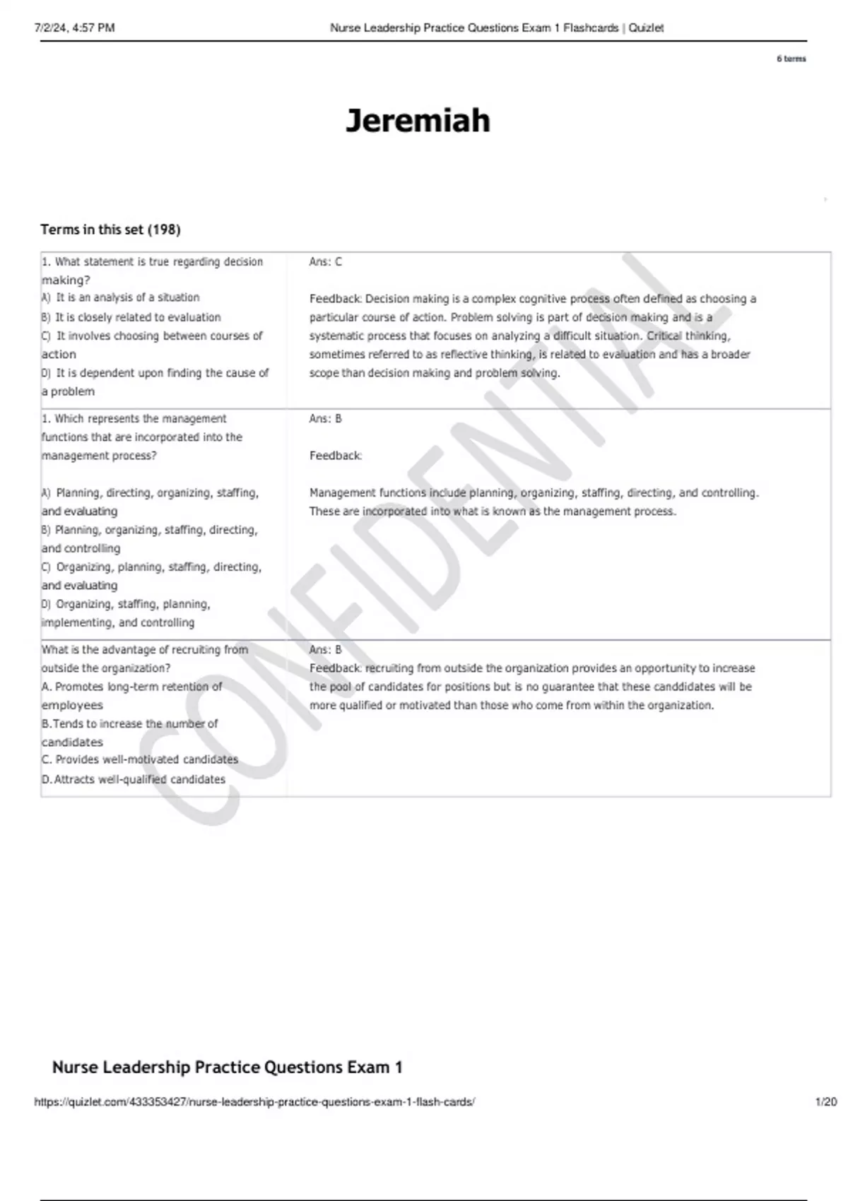 Nurse Leadership Practice Questions Exam 1 Flashcards _ 100% SURE ...