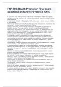 FNP 590&colon; Health Promotion Final exam questions and answers verified 100&percnt;
