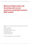 Behavioral Observation and Screening with correct questions and detailed answers 2024 verified