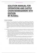 SOLUTION MANUAL FOR OPERATIONS AND SUPPLY CHAIN MANAGEMENT 8TH EDITION BY RUSSELL
