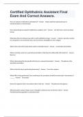 Certified Ophthalmic Assistant Final Exam And Correct Answers&period;