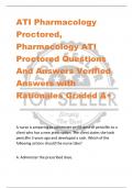 ATI Pharmacology  Proctored&comma;  Pharmacology ATI  Proctored Questions  And Answers Verified  Answers with  Rationales Graded A&plus;