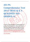 ATI PN  Comprehensive Test  2017 BEST Q & A  QUALIFIED ANS  GRADED A&plus;