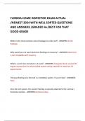 FLORIDA HOME INSPECTOR EXAM ACTUAL &sol;NEWEST 2024 WITH WELL SORTED QUESTIONS AND ANSWERS &sol;GRADED A&plus;&sol;BEST FOR THAT GOOD GRADE 