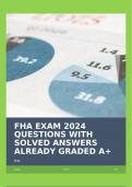 FHA EXAM 2024 QUESTIONS WITH SOLVED ANSWERS ALREADY GRADED A&plus;