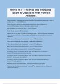 NURS 451 - Theories and Therapies &lpar;Exam 1&rpar; Questions With Verified Answers&period;
