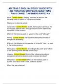 ATI TEAS 7 ENGLISH STUDY GUIDE WITH  COMPLETE QUESTIONS AND CORRECT ANSWERS RATED A 