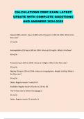 CALCULATIONS PREP EXAM LATEST UPDATE WITH COMPLETE QUESTIONS AND ANSWERS 2024-2025