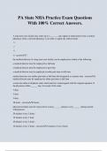 PA State NHA Practice Exam Questions With 100&percnt; Correct Answers&period;
