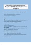 Paramedic Pharmacology Exam Questions With Verified And Updated Solutions&period;
