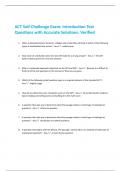 ACT Self-Challenge Exam&colon; Introduction Test Questions with Accurate Solutions&period; Verified