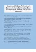 Southwest Airlines Professional Communications Certification Exam Questions With Verified And Updated Solutions&period;