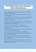 ATI TEASE Science Exam Questions With Verified Answers&period;
