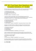 OTP 551 Final Exam Quiz Questions And Complete Solutions &vert; A&plus; Graded