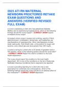 2023 ATI RN MATERNAL  NEWBORN PROCTORED RETAKE  EXAM QUESTIONS AND  ANSWERS &lpar;VERIFIED REVISED  FULL EXAM&rpar;