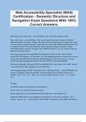 Web Accessibility Specialist &lpar;WAS&rpar; Certification - Semantic Structure and Navigation Exam Questions With 100&percnt; Correct Answers&period;