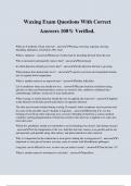 Waxing Exam Questions With Correct Answers 100&percnt; Verified