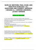NURS 361 MIDTERM&comma; FINAL EXAM&comma; AND PRACTICE EXAM 2024 &vert; ALL QUESTIONS AND CORRECT ANSWERS &vert; GRADED A&plus; &vert; VERIFIED ANSWERS &vert; LATEST VERSION