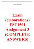 EST1501 Assignment 3 &lpar;COMPLETE ANSWERS&rpar; 2024 - DUE 31 July 2024 &semi;100&percnt; TRUSTED workings&comma; explanations and solutions&period; 