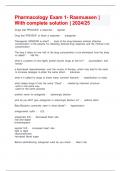 Pharmacology Exam 1- Rasmussen &vert; With complete solution &vert; 2024&sol;25