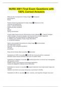 NURS 3001 Final Exam Questions with 100&percnt; Correct Answers