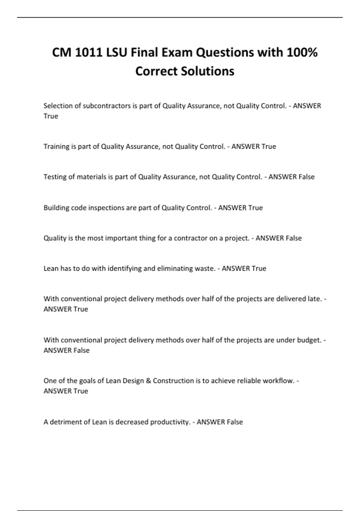 CM 1011 LSU Final Exam Questions With 100 Correct Solutions CM 1011 cm-1011-lsu-final-exam-questions-with-100-correct-solutions-cm-1011